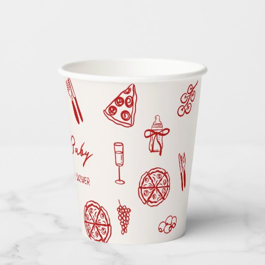 Ciao Baby Italiaanse Pizza Baby Shower Papieren Bekers (Achterkant)