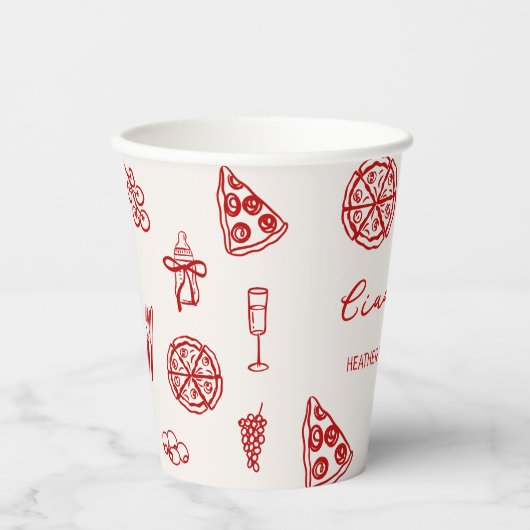 Ciao Baby Italiaanse Pizza Baby Shower Papieren Bekers (Voorkant)