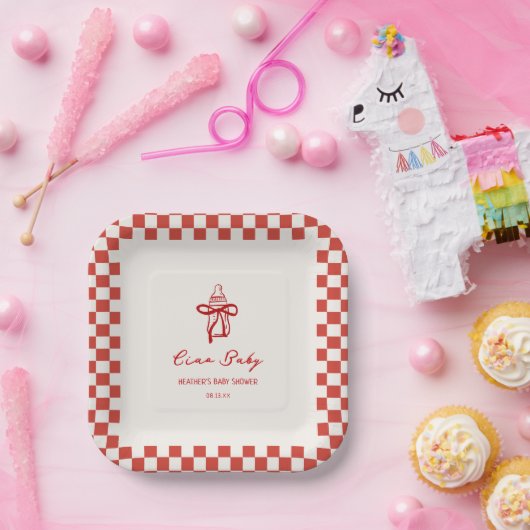 Ciao Baby Italiaanse Pizza Baby Shower Papieren Bordje (Feest)