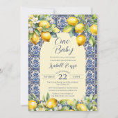  Ciao Baby Italian Blue Tiles & Lemon Baby Shower Kaart (Voorkant)