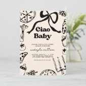 Ciao Baby Italian Pizza Hand Drawn Baby Shower Kaart (Staand voorkant)