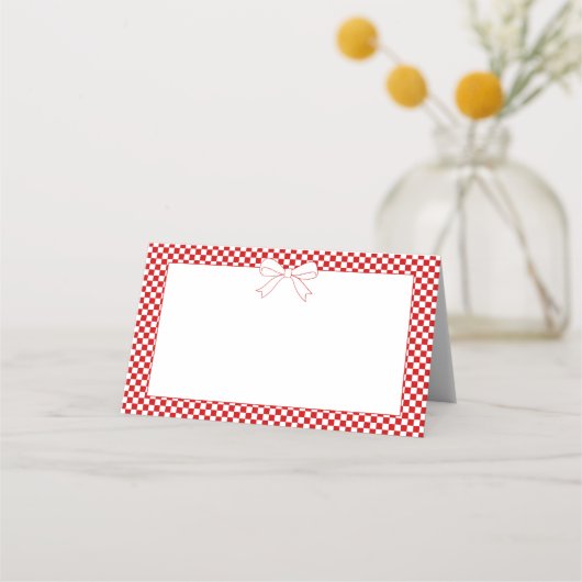 Ciao Baby! Italian Red Gingham White Bow Blank Plaatskaartje (Voorkant)