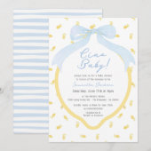 Ciao Baby Lemon & Blue Bow Boy Baby shower Kaart (Voorkant / Achterkant)