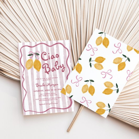 Ciao Baby Lemon Bows Girls Baby shower Kaart