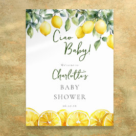 Ciao Baby Lemon Citrus Baby shower Welkomstbord Poster