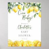 Ciao Baby Lemon Citrus Baby shower Welkomstbord Poster (Voorkant)