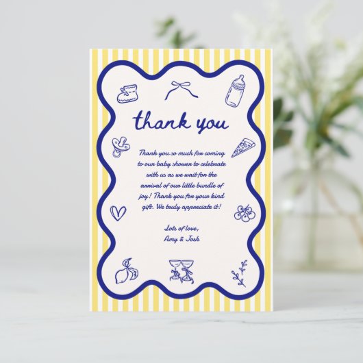 Ciao Baby Lemon Italiaans Hand getrokken Baby show Bedankkaart (Staand voorkant)