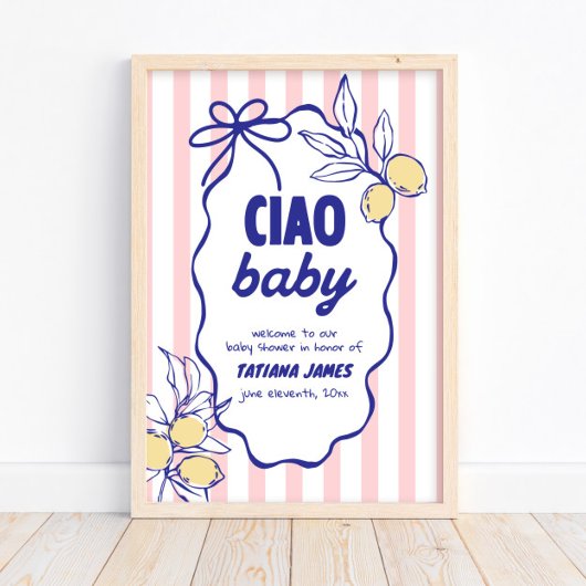 CIAO BABY Lemon Mediterraan Amalfi Baby shower Poster