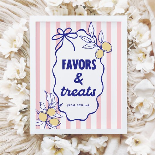 CIAO BABY Lemon Mediterranean Favors & Treats Sign Poster