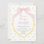 Ciao Baby Lemon & Pink Bow Pink Girl Baby shower Kaart (Voorkant)