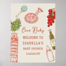Ciao Baby Lijn Kunst Italiaanse Pizza Baby Shower