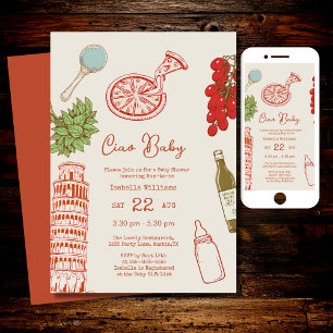 Ciao Baby Lijnwerk Italiaanse Pizza Baby Shower Kaart