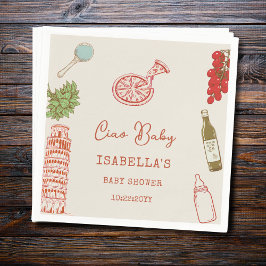 Ciao Baby Line Art Italian Pizza Baby Shower Servet