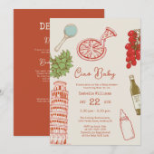 Ciao Baby Line Art Pizza All In One Baby Shower Kaart (Voorkant / Achterkant)