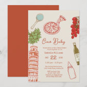 Ciao Baby Line Work Italian Pizza Baby Shower Kaart (Voorkant / Achterkant)
