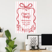 Ciao Baby Red Bow Italiaans Baby shower Welkomstbo Poster (Thuiskantoor)