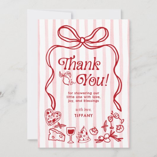 Ciao Baby Red Whimsical Italian Lemons Baby shower Bedankkaart (Voorkant)