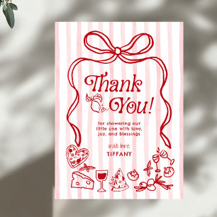Ciao Baby Red Whimsical Italian Lemons Baby shower Bedankkaart