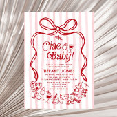 Ciao Baby Red Whimsical Italian Lemons Baby shower Kaart