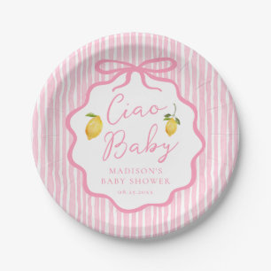 Ciao Baby Roze Italiaanse Citroen Baby Shower Papieren Bordje