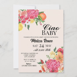 Ciao Baby shower Bloemen Uitnodiging