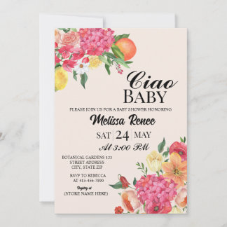 Ciao Baby shower Bloemen Uitnodiging