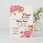 Ciao Baby shower Bloemen Uitnodiging (Staand voorkant)