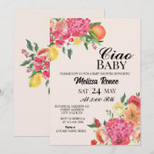 Ciao Baby shower Bloemen Uitnodiging (Voorkant / Achterkant)