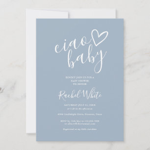 Ciao Baby Shower Hart Stof Blauw Minimalistisch Kaart