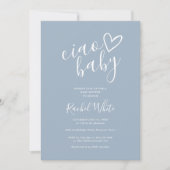 Ciao Baby Shower Hart Stof Blauw Minimalistische F Kaart (Voorkant)