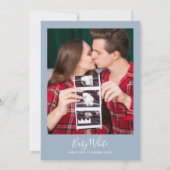 Ciao Baby Shower Hart Stof Blauw Minimalistische F Kaart (Achterkant)