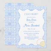 Ciao Baby shower Italiaans Mediterraan Citroenblau Kaart (Voorkant / Achterkant)