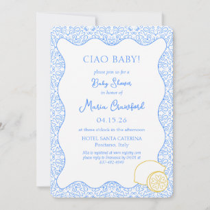 Ciao Baby shower Italiaans Mediterraan Citroenblau Kaart