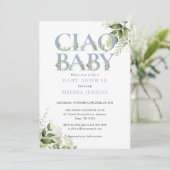 Ciao Baby Stofblauw Bloemstuk All In One Baby Show Kaart (Staand voorkant)