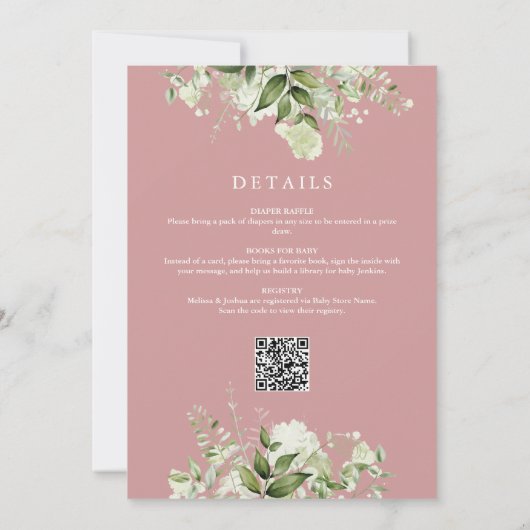 Ciao Baby stoffig Roos Floral alles in één Baby sh Kaart (Achterkant)