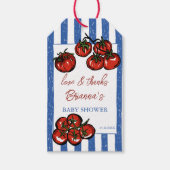 Ciao baby tomato blue Italian baby shower favor Cadeaulabel (Voorkant)