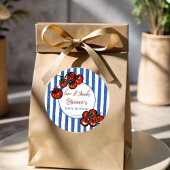 Ciao baby tomato blue Italian baby shower favor Ronde Sticker