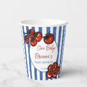 Ciao baby tomato blue stripes Italian baby shower Papieren Bekers (Achterkant)