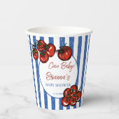 Ciao baby tomato blue stripes Italian baby shower Papieren Bekers (Voorkant)