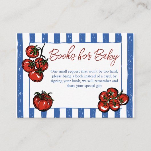 Ciao baby tomato Italian baby shower book request Informatiekaartje (Voorkant)