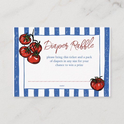 Ciao baby tomato Italian baby shower diaper raffle Informatiekaartje (Voorkant)
