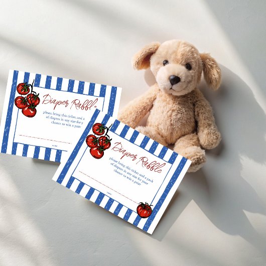 Ciao baby tomato Italian baby shower diaper raffle Informatiekaartje