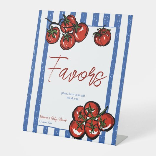 Ciao baby tomato Italian baby shower favors table Reclamebord Met Voetstuk (Voorkant)