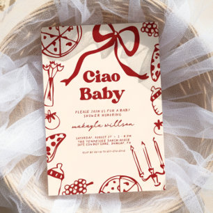 Ciao Baby Whimsical Italiaanse Pizza Baby Shower Kaart