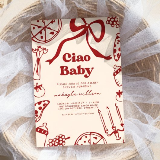 Ciao Baby Whimsical Italian Pizza Baby Shower Kaart