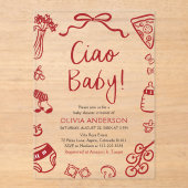 Ciao Baby Whimsical Italian Pizza Schattige Baby s Acryl Uitnodigingen (Voorkant)
