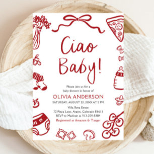 Ciao Baby Whimsical Italian Pizza Schattige Baby s Kaart
