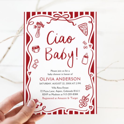 Ciao Baby Whimsical Italian Pizza Schattige Baby s Kaart