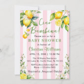 Ciao Bambina Baby Shower Pink Citrus Invitation Kaart (Voorkant)