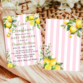 Ciao Bambina Baby Shower Pink Citrus Invitation Kaart